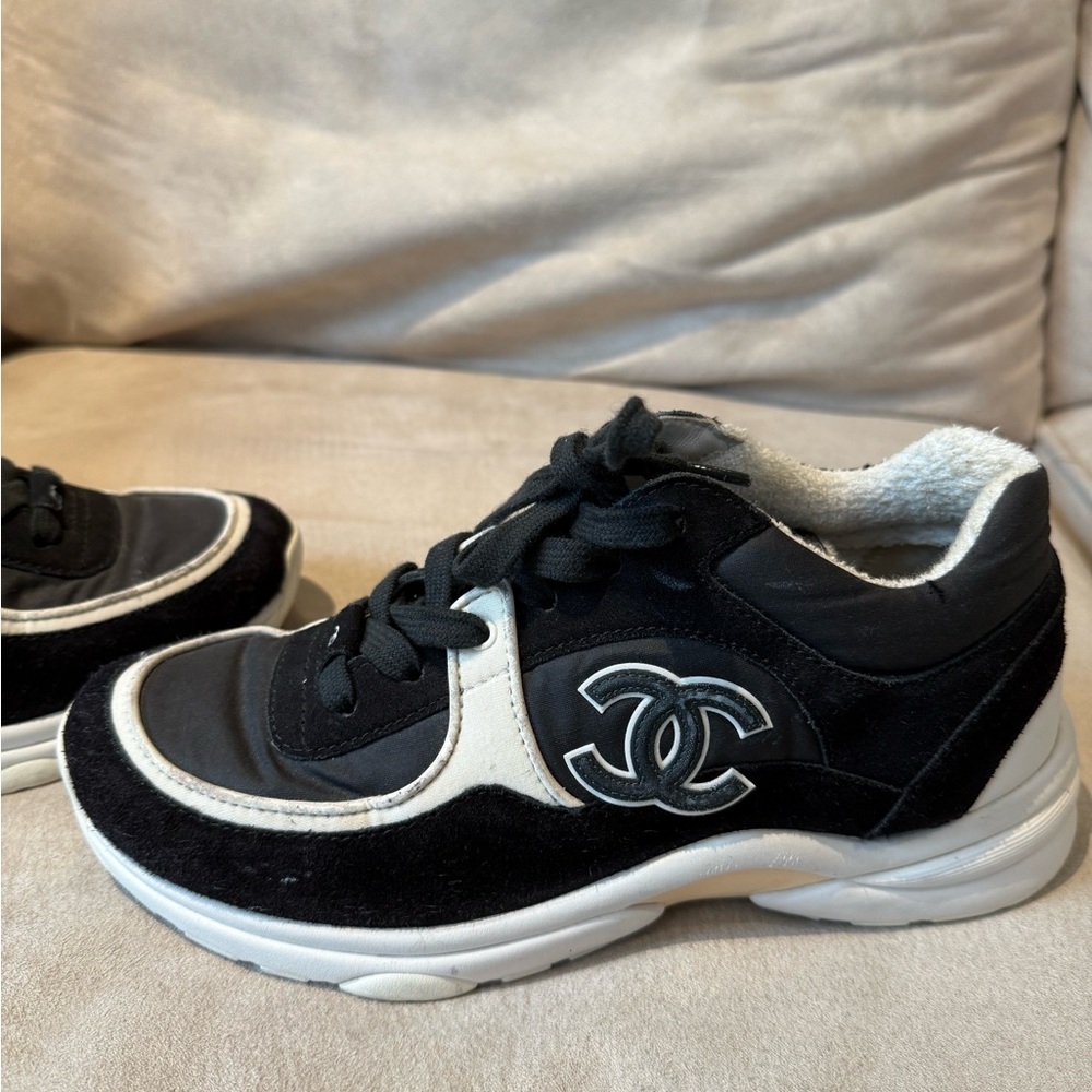 CHANEL Black and White Sneakers